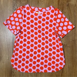 Maeve by Anthropology orange and pink polka dot blouse
